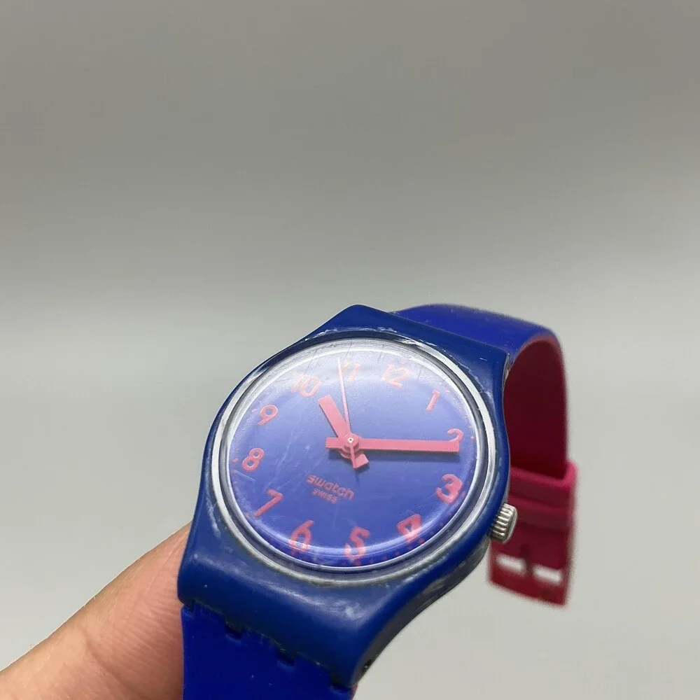 Vintage Swatch Biko Bloo Womens Watch 25mm Blue Wrap Band LS115 New Battery